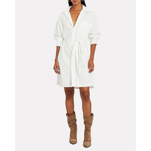 NWOT R13 Oversized Oxford Button Up Belted Shirtdress White Size Large - Picture 1 of 10